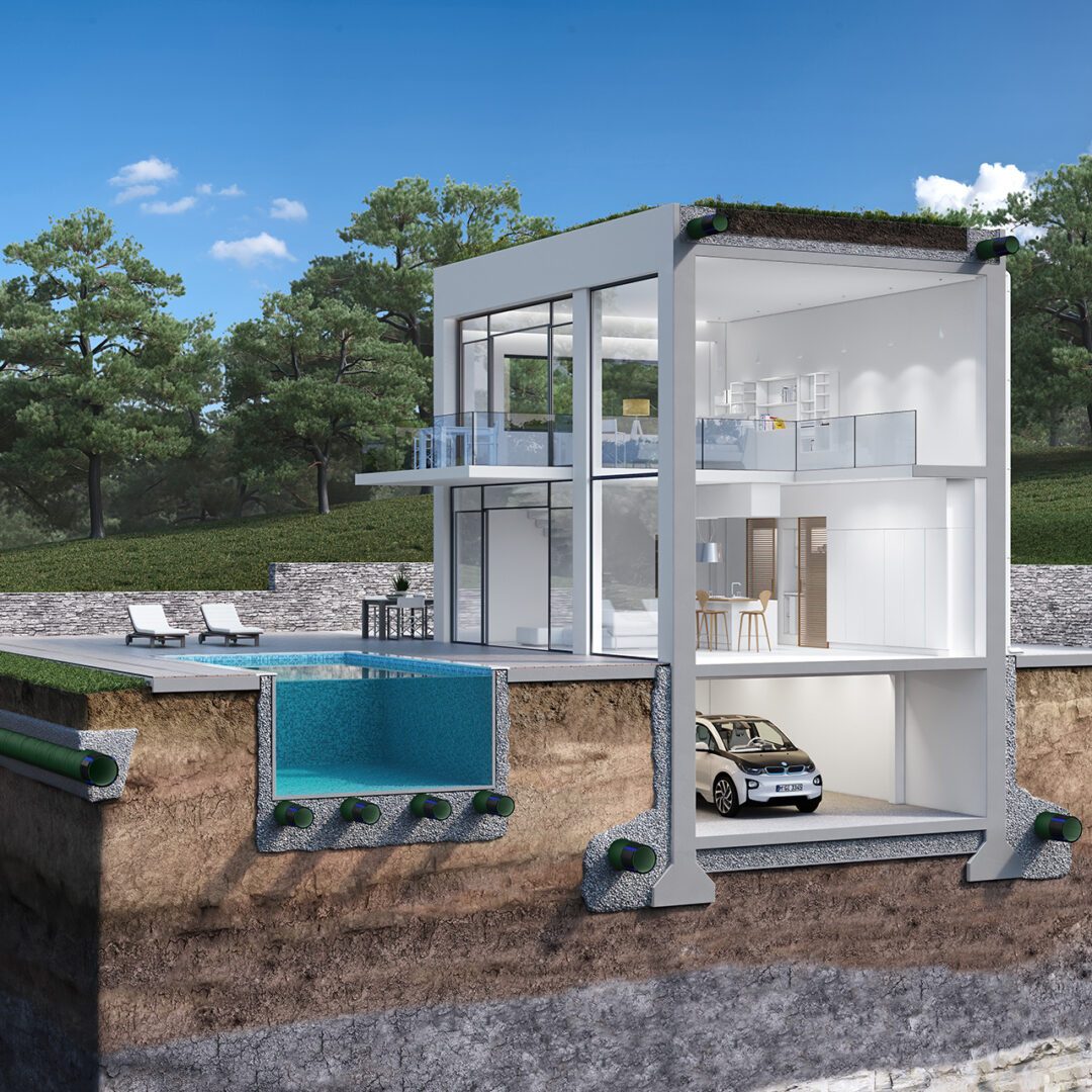 GEODRAIN PLUS conduta rígida de parede dupla perfurada com geotêxtil