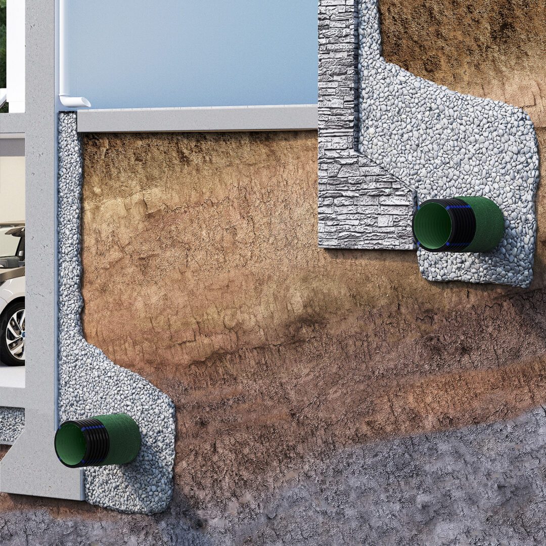 GEODRAIN PLUS conduta rígida de parede dupla perfurada com geotêxtil